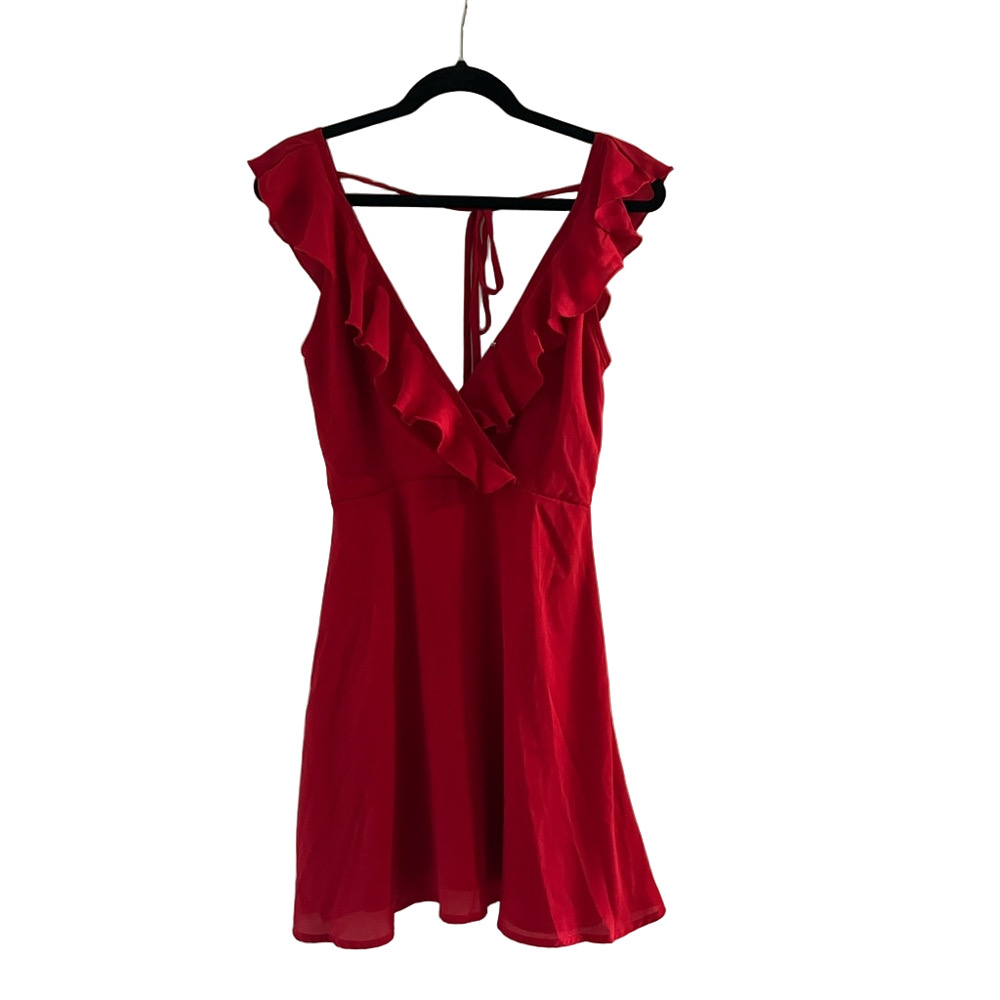 Alter’d State Women’s Elegant Red Ruffle Dress - Picture 3 of 5